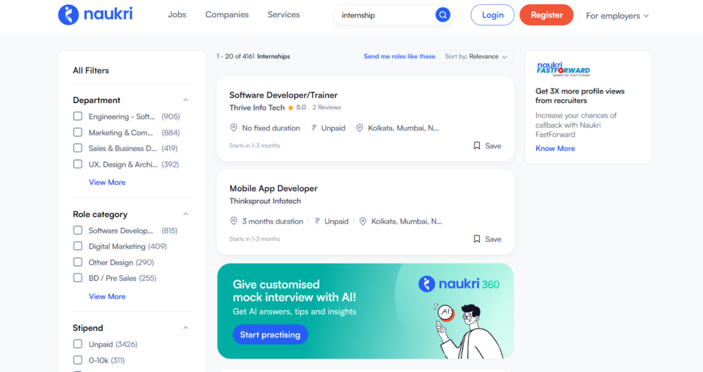 Naukri Internship 9 Best Websites to Apply for Internships
